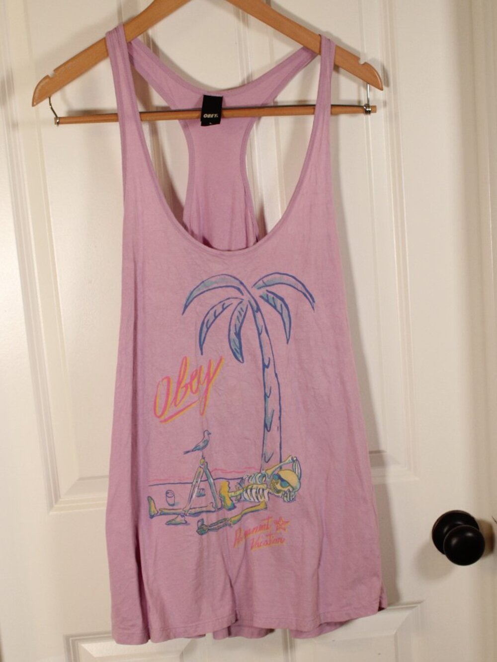 OBEY lavender purple racerback tank permanent vacation large